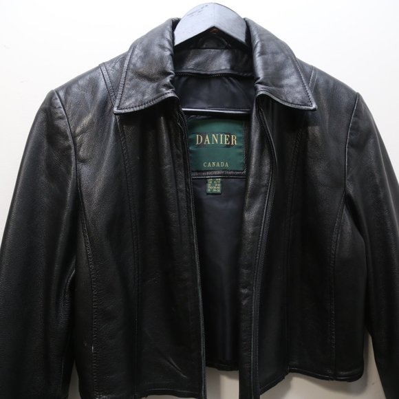 DANIER Reworked Cropped Leather Jacket Raw Hem Size XS - Picture 2 of 5